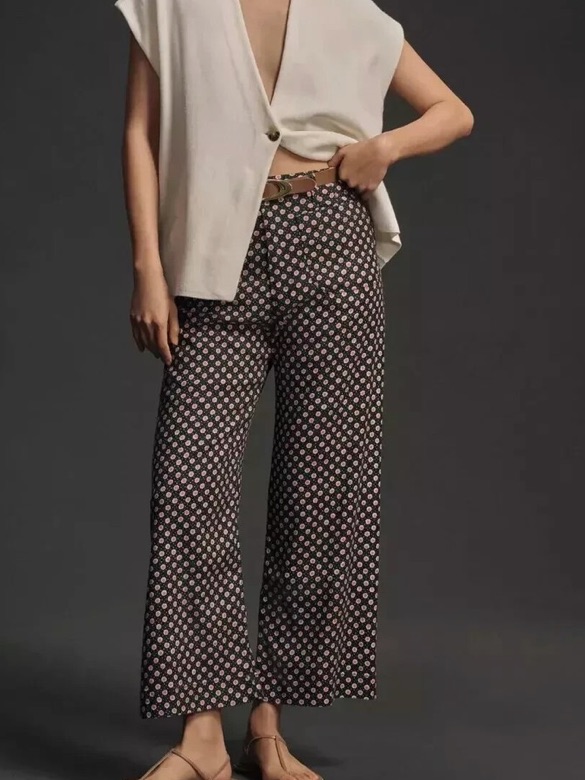 Anthropologie Maeve The Colette Cropped Linen Wide-Leg Pants